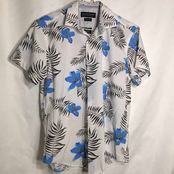 Blue Gear Other - Men's Blue Gear Button Collared Shirt White Blue